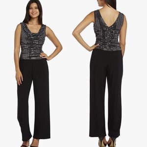 R&M Richards Sequined Metallic Knit Jumpsuit Sz18W